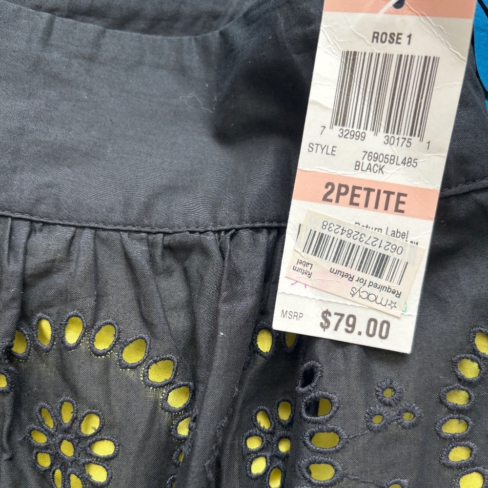 INC International Concepts Eyelet Cutout Skirt - Black & Yellow Size 2P - Picture 10 of 10